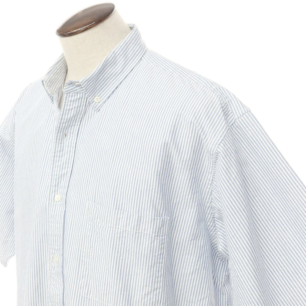 [Used] BEAMS Cotton Button-down Short Sleeve Shirt White x Blue [Size L] [WHT] [S/S] [Condition Rank C] [Men&