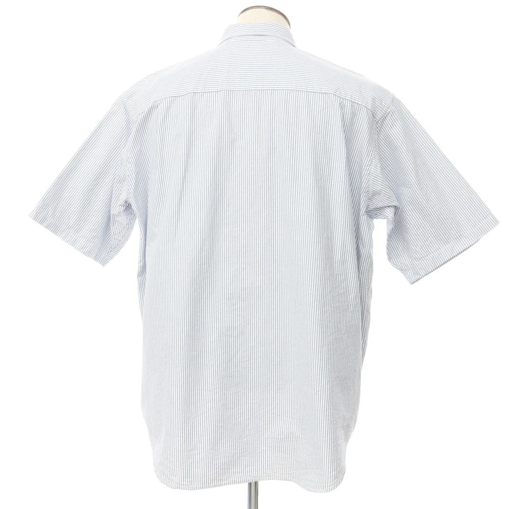 [Used] BEAMS Cotton Button-down Short Sleeve Shirt White x Blue [Size L] [WHT] [S/S] [Condition Rank C] [Men&