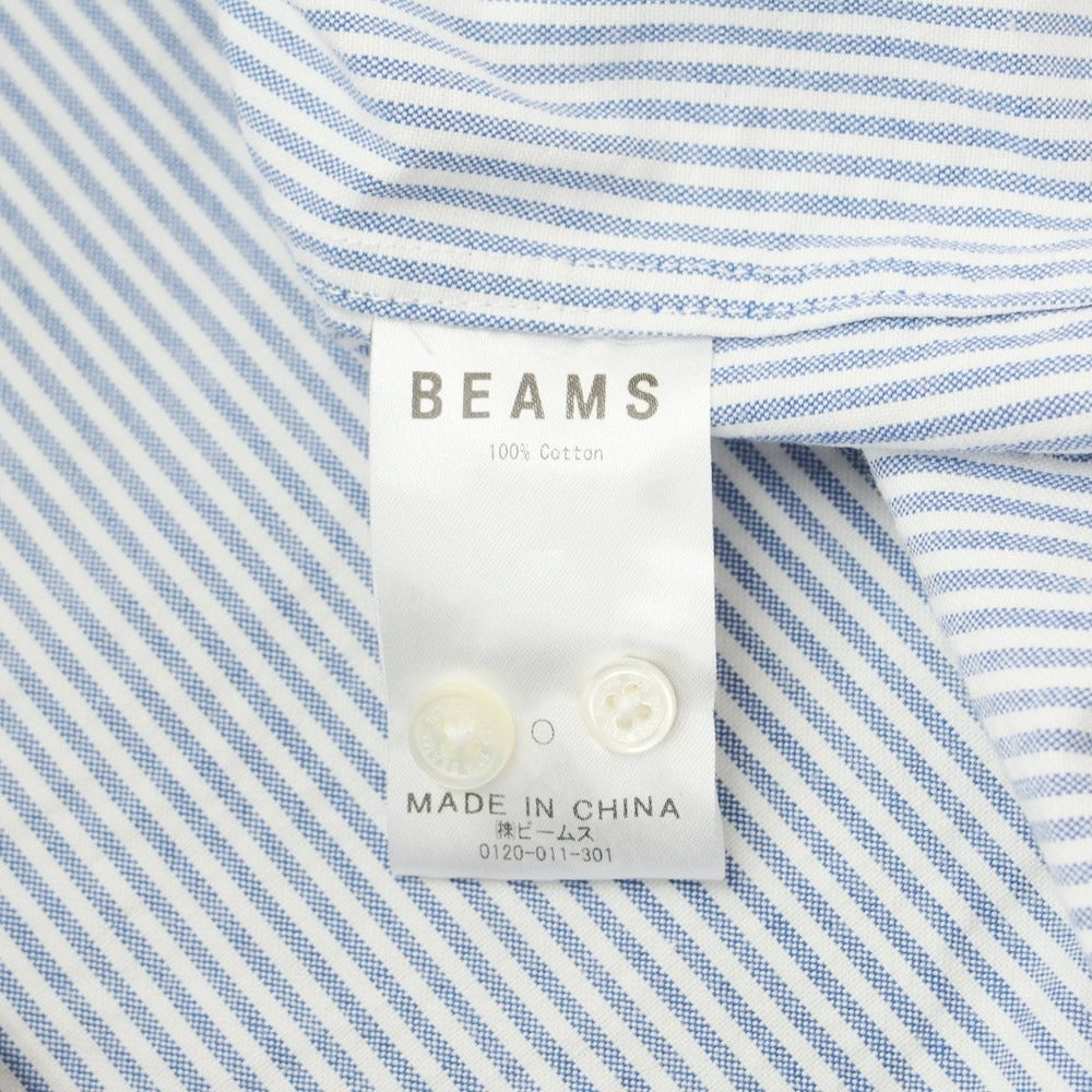 [Used] BEAMS Cotton Button-down Short Sleeve Shirt White x Blue [Size L] [WHT] [S/S] [Condition Rank C] [Men&