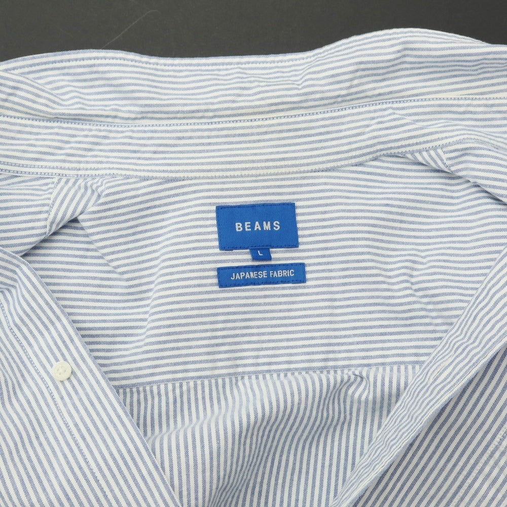 [Used] BEAMS Cotton Button-down Short Sleeve Shirt White x Blue [Size L] [WHT] [S/S] [Condition Rank C] [Men&