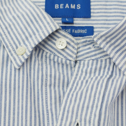 [Used] BEAMS Cotton Button-down Short Sleeve Shirt White x Blue [Size L] [WHT] [S/S] [Condition Rank C] [Men&