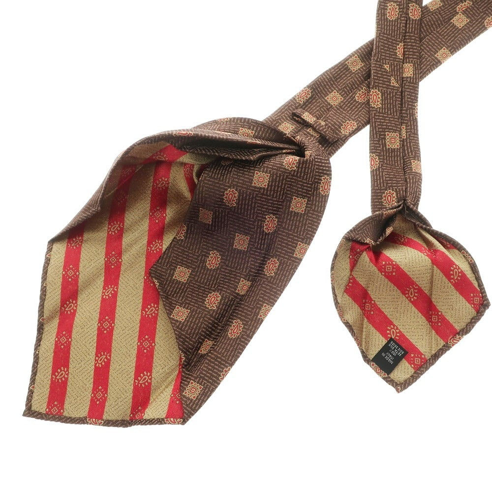 [Used] Atto Vannucci Sette Pieghe Silk Small Pattern Tie Brown x Red [BRW] [S/S/A/W] [Condition Rank A] [Men&