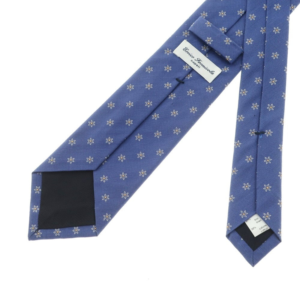 [Used] ERRICO FORMICOLA 3-fold silk cotton linen small pattern tie, blue [BLU] [S/S/A/W] [Condition Rank B] ​​[Men&