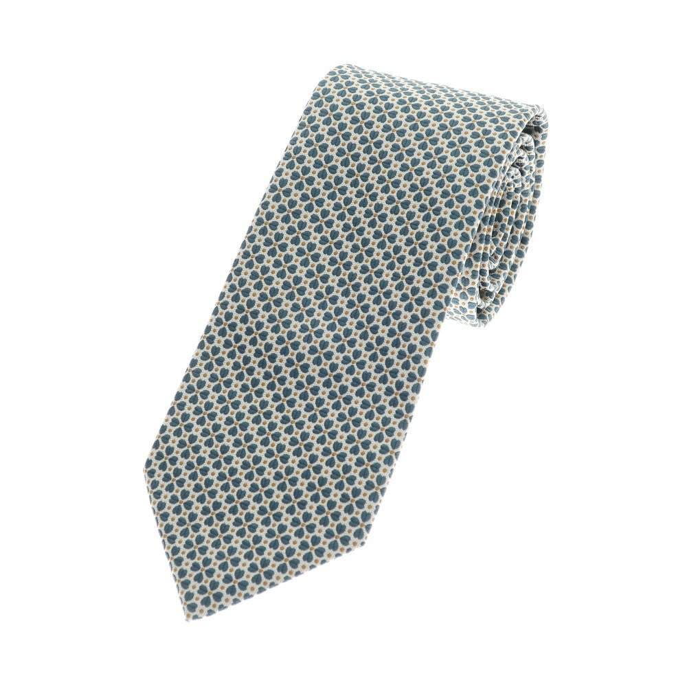 [Used] ERRICO FORMICOLA 3-fold silk small pattern tie, white x blue green [WHT] [S/S/A/W] [Condition Rank A] [Men&