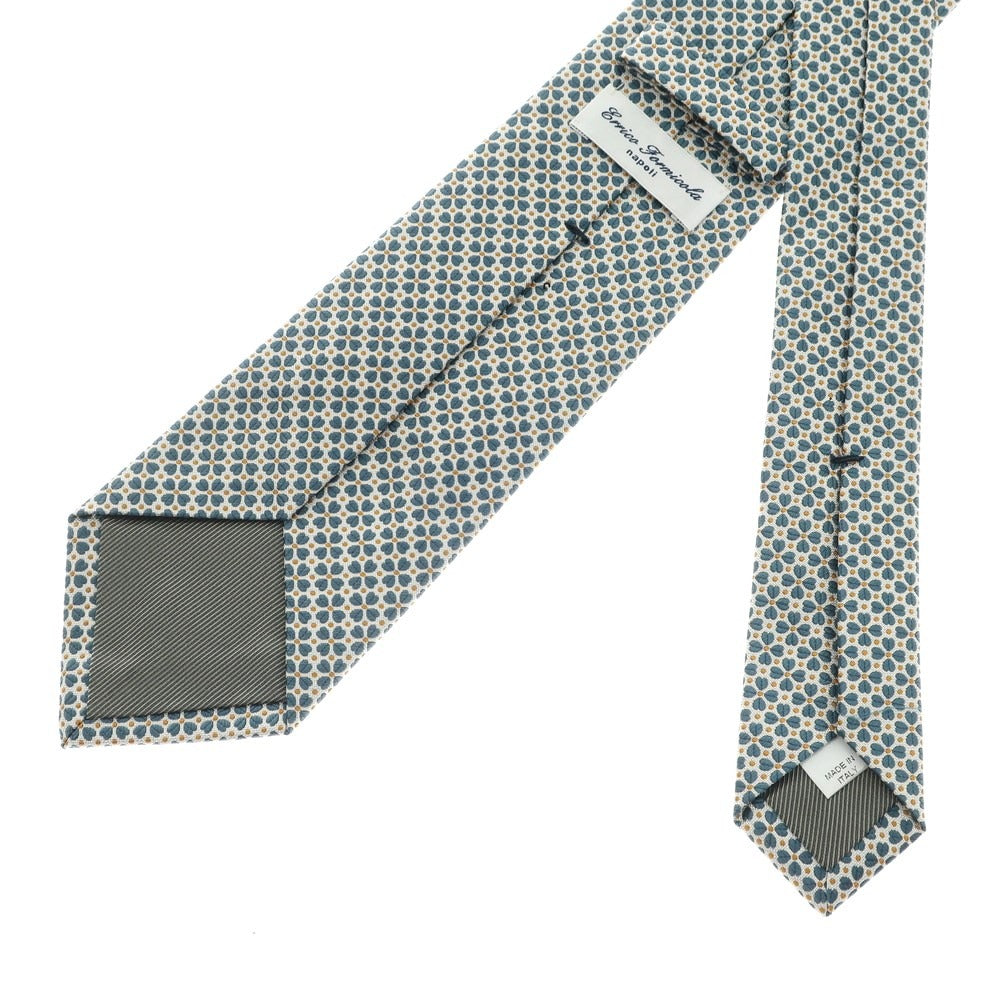 [Used] ERRICO FORMICOLA 3-fold silk small pattern tie, white x blue green [WHT] [S/S/A/W] [Condition Rank A] [Men&