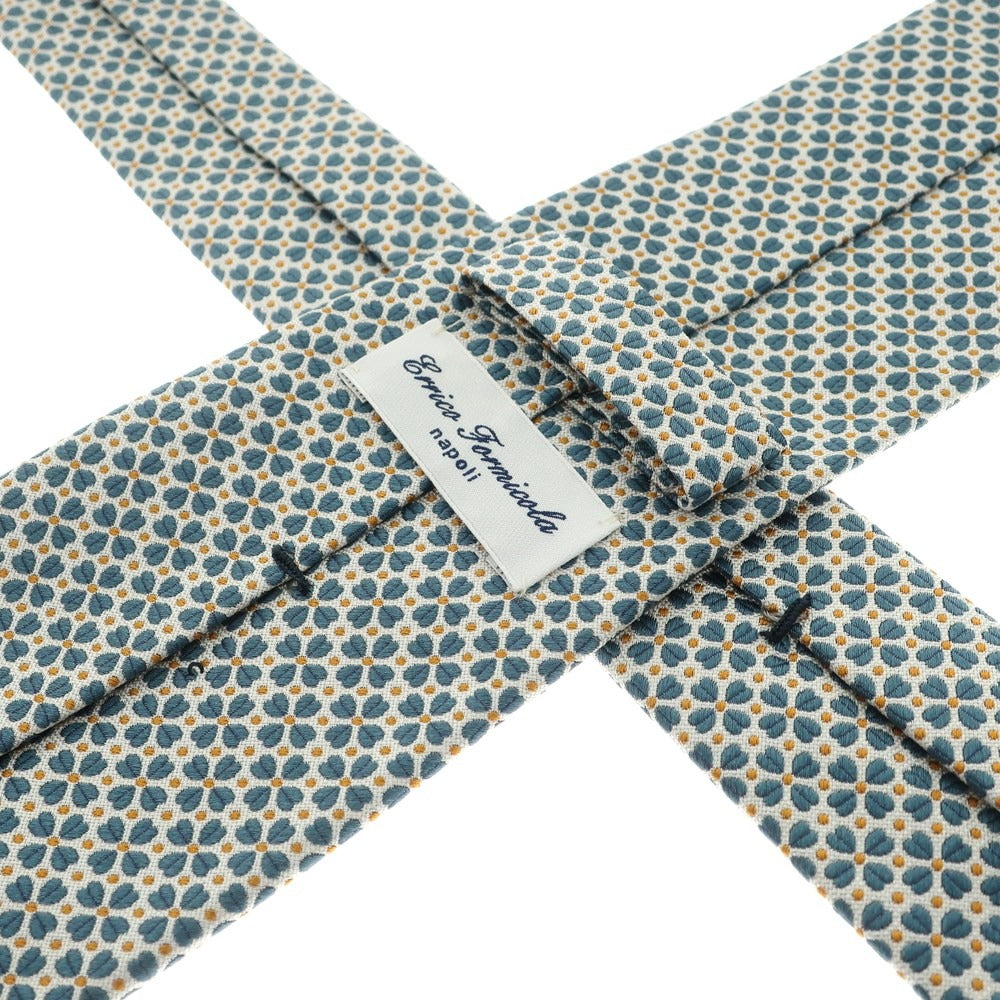 [Used] ERRICO FORMICOLA 3-fold silk small pattern tie, white x blue green [WHT] [S/S/A/W] [Condition Rank A] [Men&