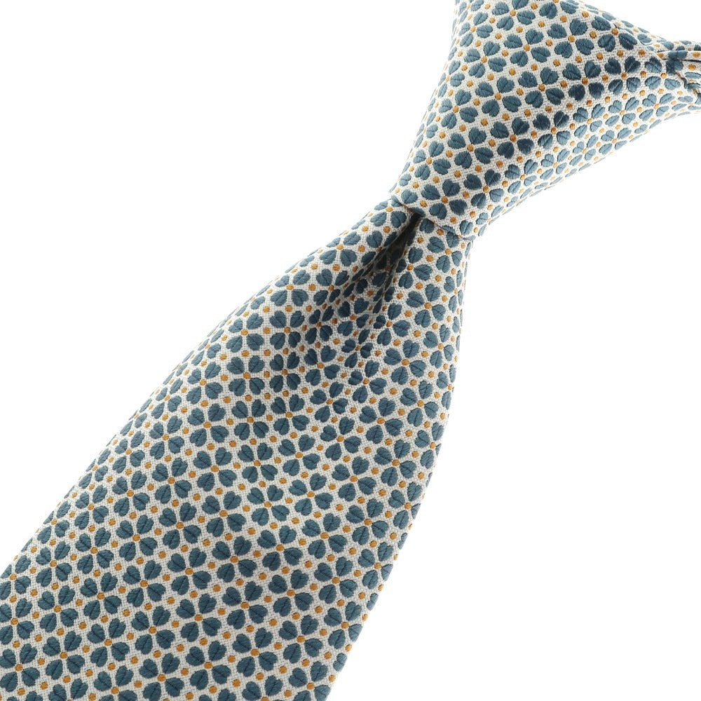 [Used] ERRICO FORMICOLA 3-fold silk small pattern tie, white x blue green [WHT] [S/S/A/W] [Condition Rank A] [Men&