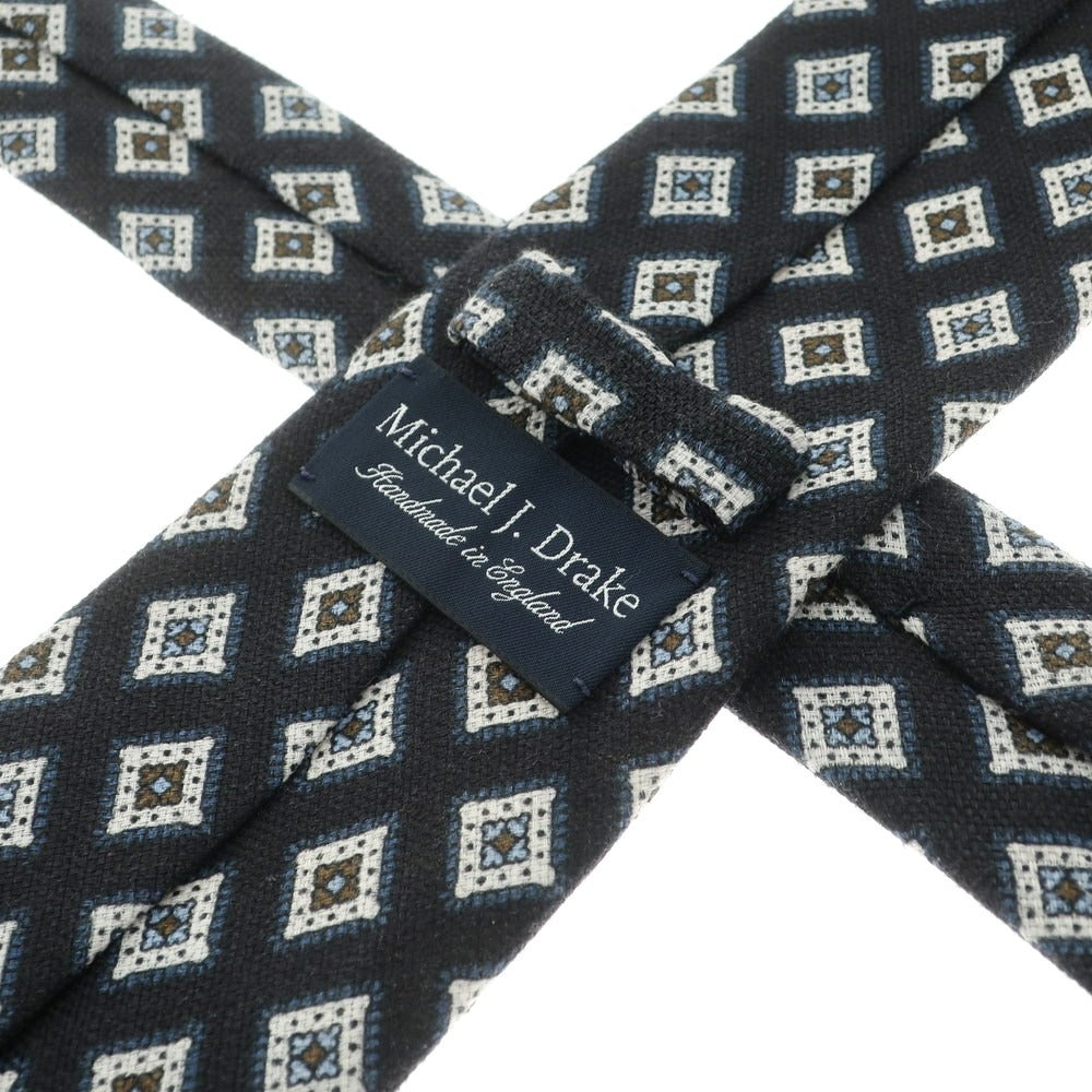 [Used] Michael J. Drake 3-fold linen small pattern tie, black x white [BLK] [S/S] [Condition rank B] ​​[Men&