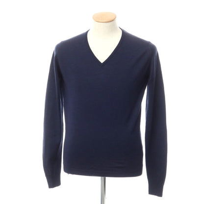 【中古】ジョンスメドレー JOHN SMEDLEY ウール Vネック プルオーバーニット ネイビー【サイズS】【NVY】【A/W】【状態ランクB】【メンズ】【768791】