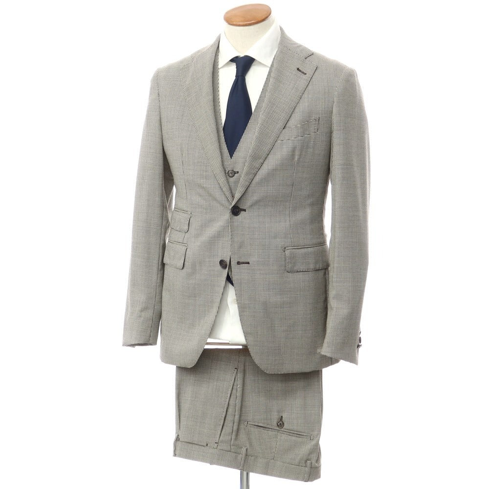 [Used] TAGLIATORE Three-piece Houndstooth Pattern Two-Button Suit Black x Ivory [46] [Condition Rank B] [Men&