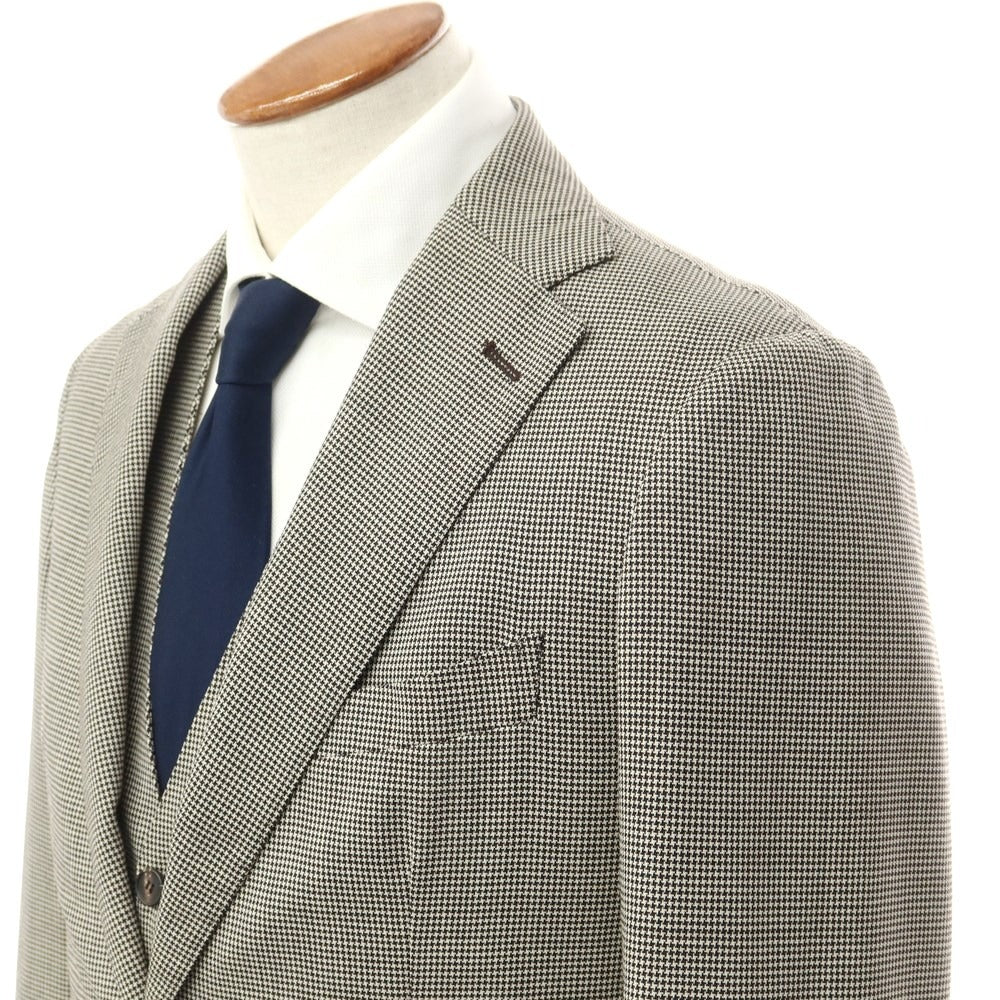 [Used] TAGLIATORE Three-piece Houndstooth Pattern Two-Button Suit Black x Ivory [46] [Condition Rank B] [Men&