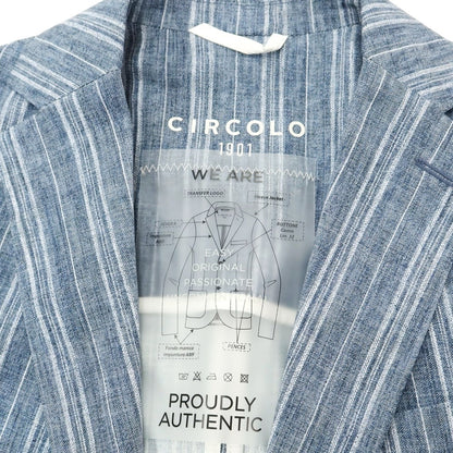 [Used] [Unused] CIRCOLO 1901 Stretch Cotton Striped Jersey Jacket Blue x White [50] [Condition Rank S] [Men&