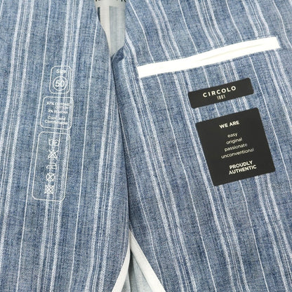 [Used] [Unused] CIRCOLO 1901 Stretch Cotton Striped Jersey Jacket Blue x White [50] [Condition Rank S] [Men&