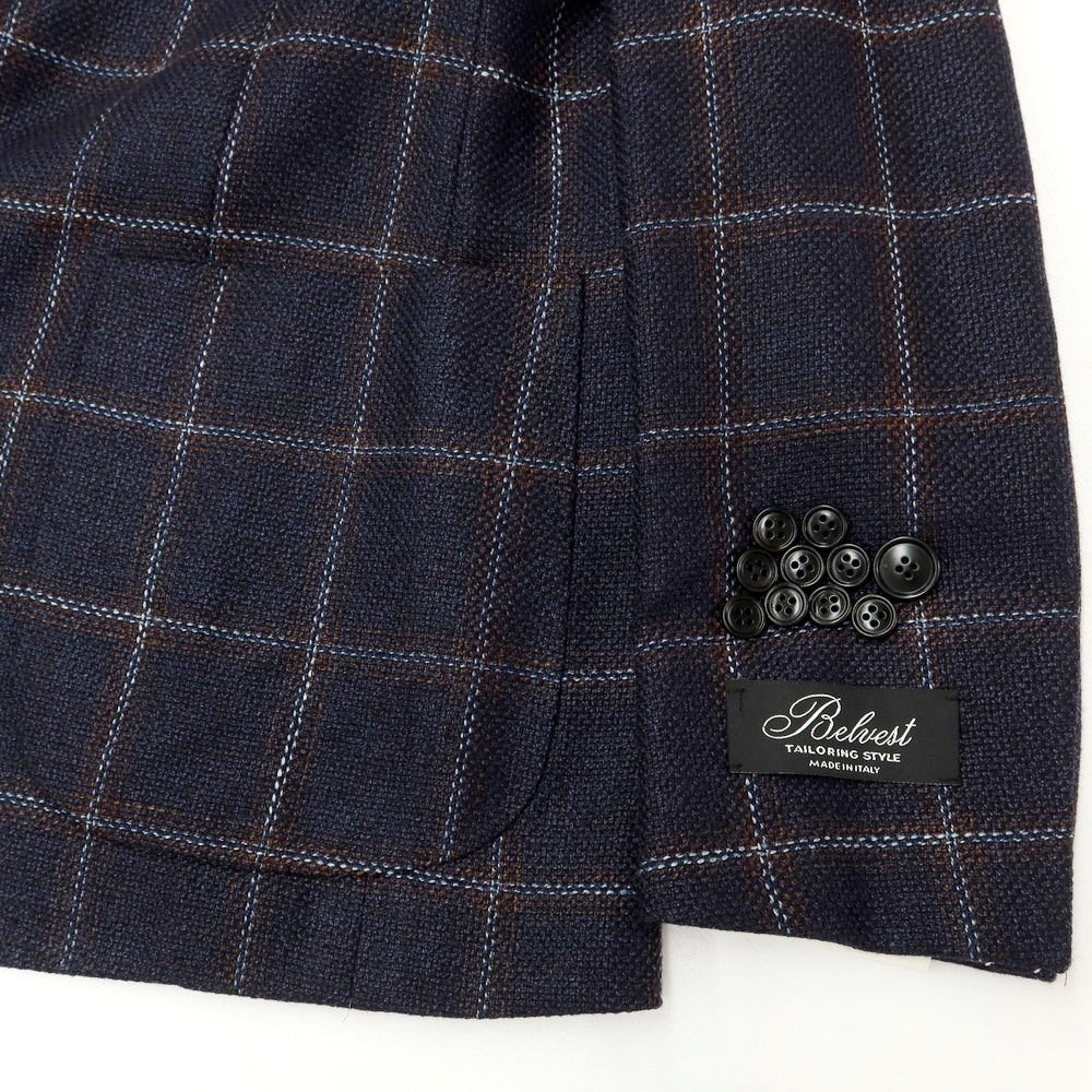 ベルベスト メンズテーラードジャケット ネイビー 46 本切羽 ロゴ刻印