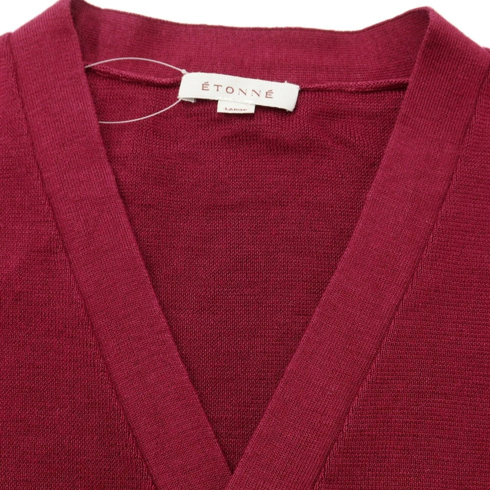 [Used] ETONNE Ramie Knit Cardigan Wine Red [L] [Condition Rank B] [Men&