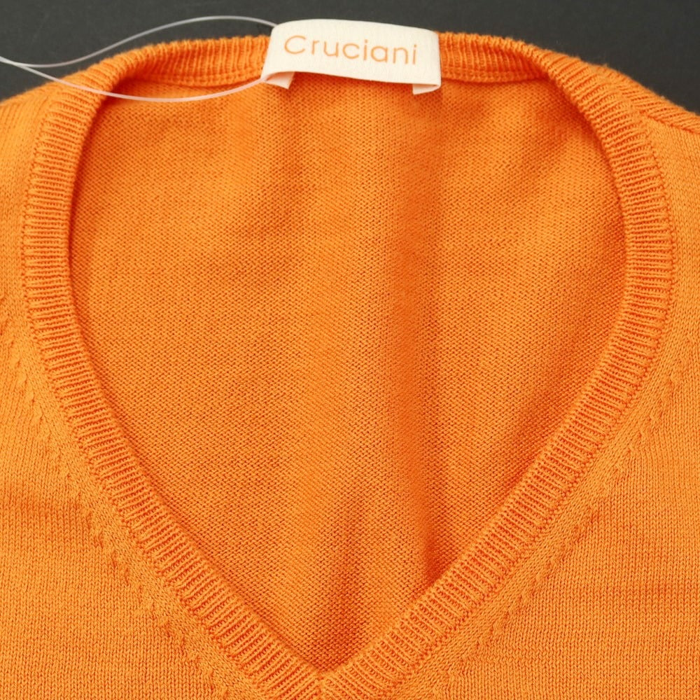 [Used] CRUCIANI High Gauge Cotton V-Neck Knit Orange [46] [Condition Rank D] [Men&