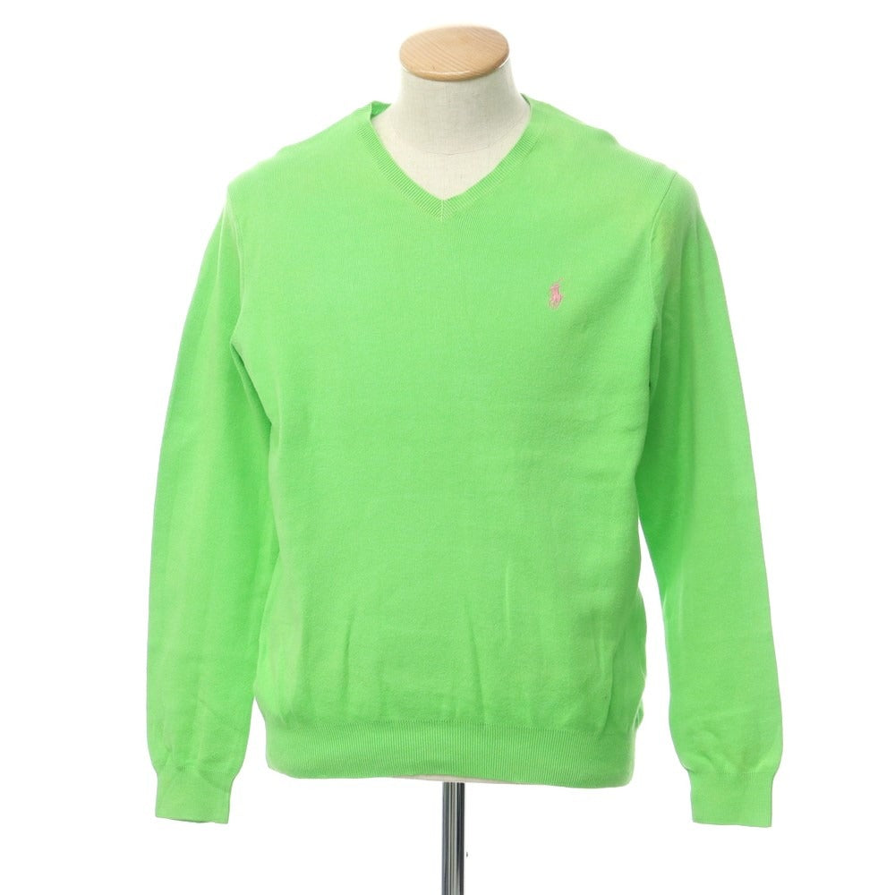 [Used] Polo Ralph Lauren High Gauge Cotton V-neck Knit Light Green [M] [Condition Rank C] [Men&