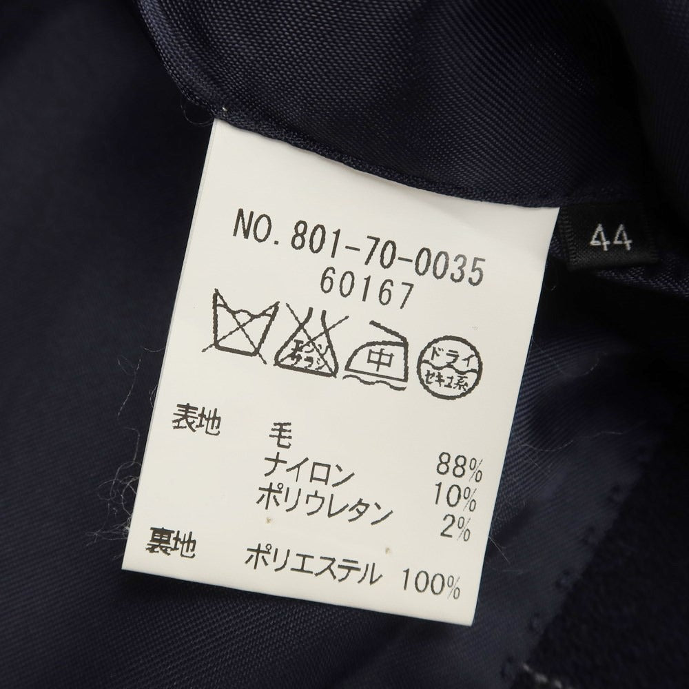 【中古】シップス SHIPS ウールナイロン チェック 3B テーラードジャケット ネイビーxホワイト【サイズ44】【NVY】【A/W】【状態ランクB】【メンズ】 [EPD]