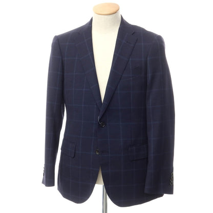 [Used] Simplicite Wool Check 2B Tailored Jacket Navy [44] [Condition Rank B] [Men&