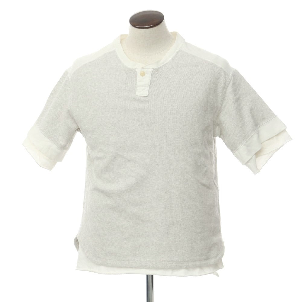 [Used] The DUFFER of ST.GEORGE Cotton Henry Neck Short Sleeve T-Shirt Light Gray x White [L] [Condition Rank C] [Men&