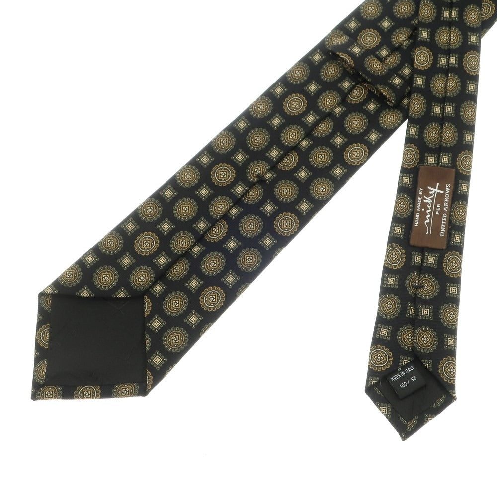 [Used] Nicky UNITED ARROWS special order 3-fold silk small pattern tie black x green [Size -] [BLK] [S/S/A/W] [Condition Rank A] [Men&