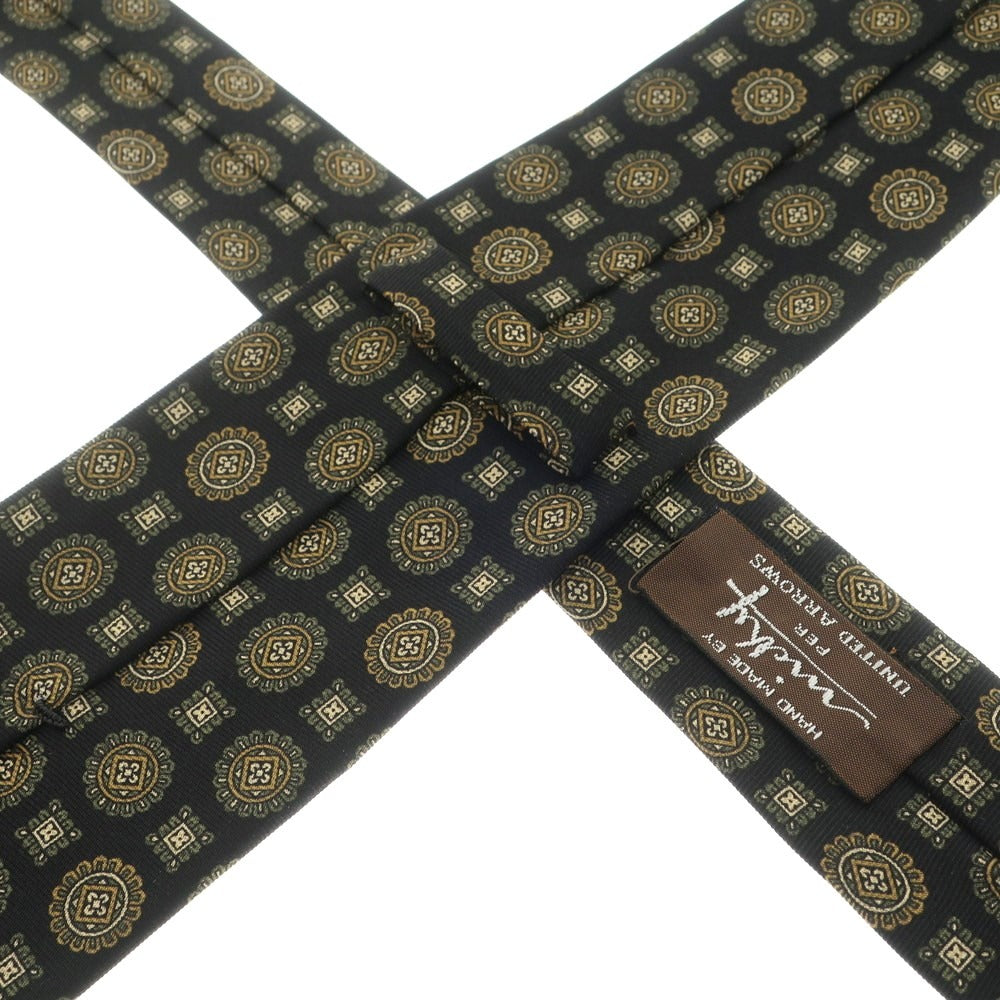 [Used] Nicky UNITED ARROWS special order 3-fold silk small pattern tie black x green [Size -] [BLK] [S/S/A/W] [Condition Rank A] [Men&