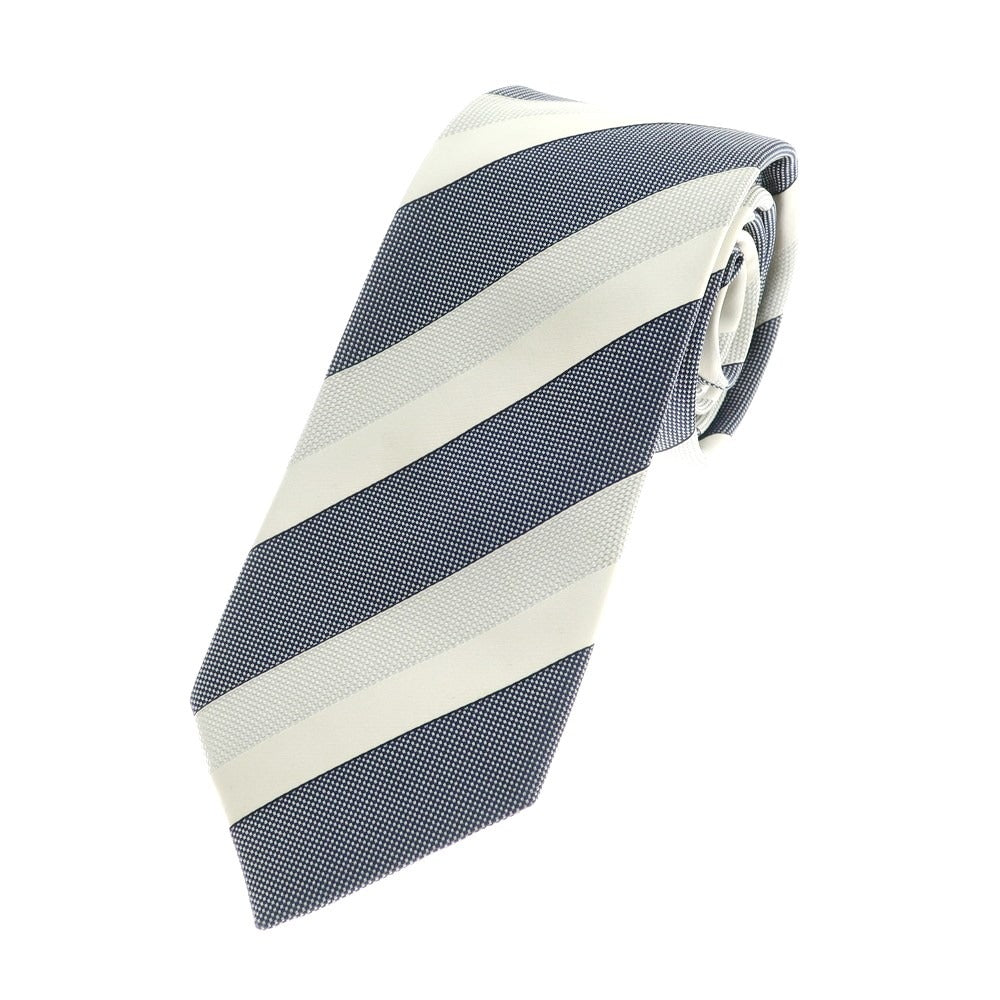 [Used] Ermenegildo Zegna 3-fold silk striped tie, navy x white [Size -] [NVY] [S/S/A/W] [Condition Rank C] [Men&