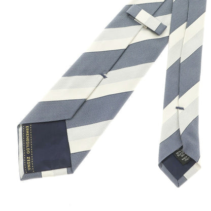 [Used] Ermenegildo Zegna 3-fold silk striped tie, navy x white [Size -] [NVY] [S/S/A/W] [Condition Rank C] [Men&