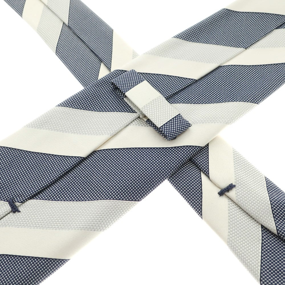 [Used] Ermenegildo Zegna 3-fold silk striped tie, navy x white [Size -] [NVY] [S/S/A/W] [Condition Rank C] [Men&