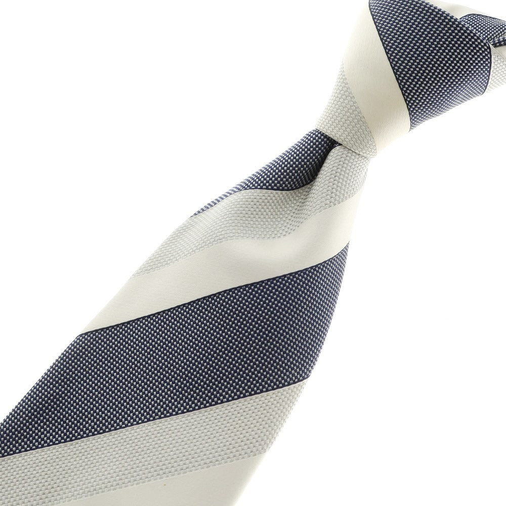 [Used] Ermenegildo Zegna 3-fold silk striped tie, navy x white [Size -] [NVY] [S/S/A/W] [Condition Rank C] [Men&