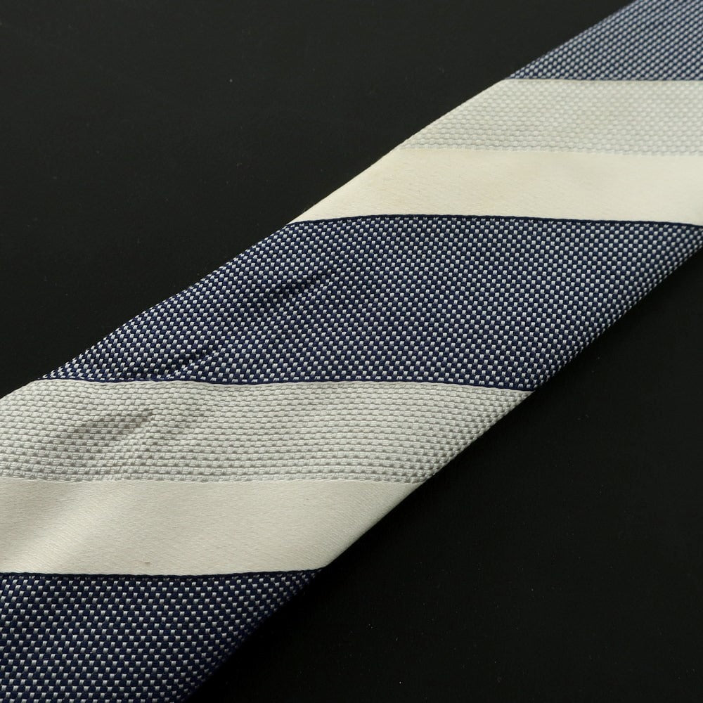 [Used] Ermenegildo Zegna 3-fold silk striped tie, navy x white [Size -] [NVY] [S/S/A/W] [Condition Rank C] [Men&