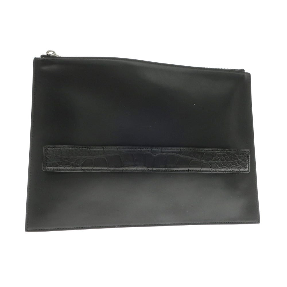 [Used] Bottega Veneta Calf Crocodile Clutch Bag Black [Condition Rank A] [Men&