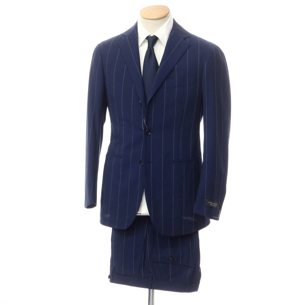 [Used] RING JACKET Wool Striped 3-Button Suit Navy x White [42] [Condition Rank B] [Men&