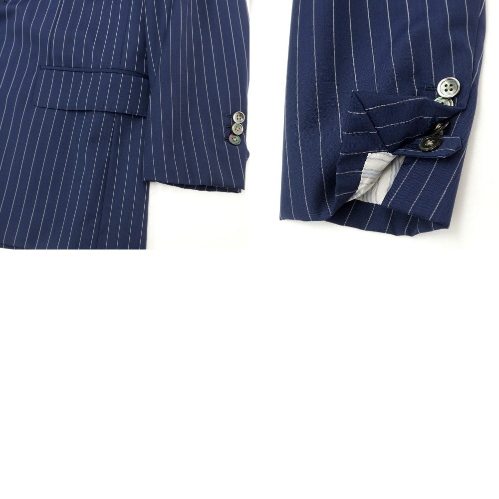 [Used] Raffaele Caruso Wool Mohair Striped 3 Button Suit Navy x White [42] [Condition Rank C] [Men&