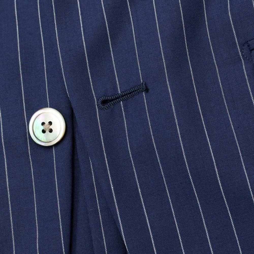 [Used] Raffaele Caruso Wool Mohair Striped 3 Button Suit Navy x White [42] [Condition Rank C] [Men&