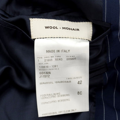 [Used] Raffaele Caruso Wool Mohair Striped 3 Button Suit Navy x White [42] [Condition Rank C] [Men&