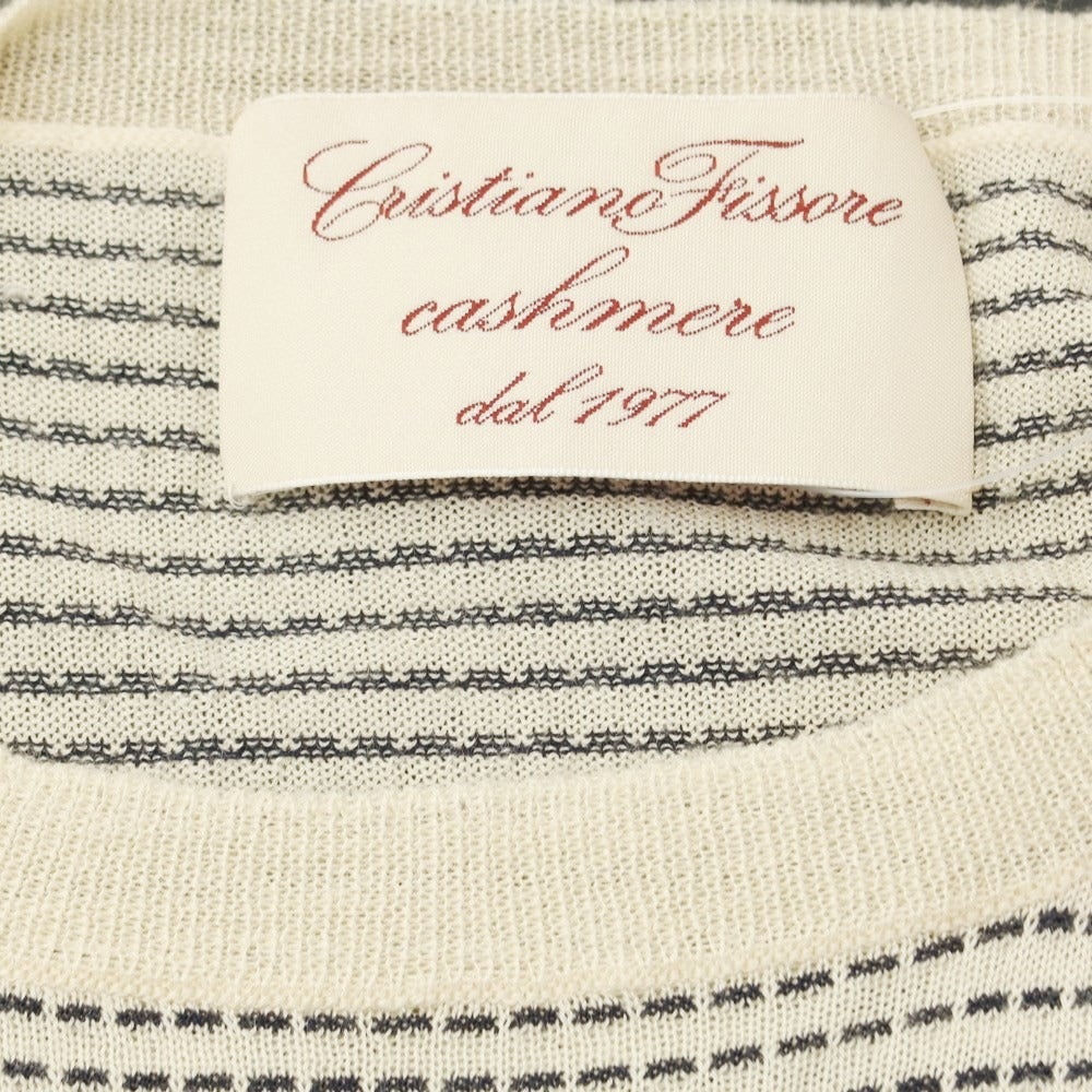 [Used] Cristiano Fissore Silk crew neck pullover knit beige x black [No description (S rank)] [Condition rank B] [Men&