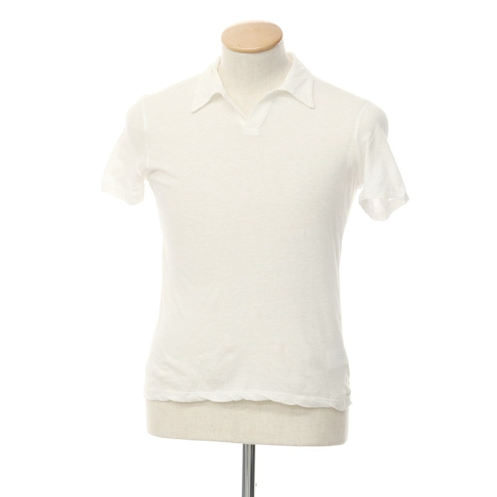 [Used] Cristiano Fissore Cotton Linen Short Sleeve Polo Shirt White [46] [Condition Rank C] [Men&
