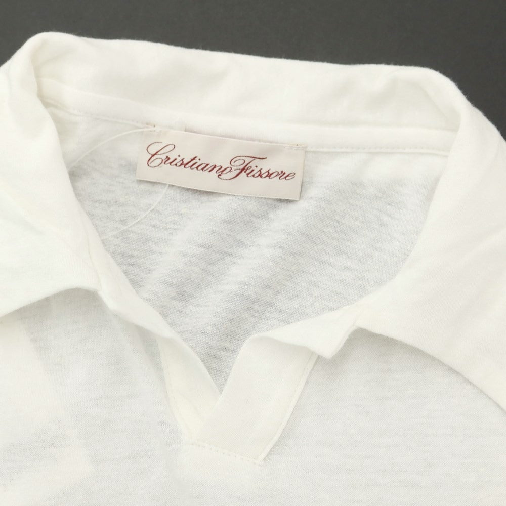 [Used] Cristiano Fissore Cotton Linen Short Sleeve Polo Shirt White [46] [Condition Rank C] [Men&