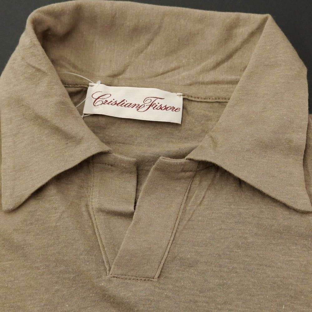 [Used] [Unused] Cristiano Fissore Cotton Linen Short Sleeve Polo Shirt Greige [44] [Condition Rank S] [Men&