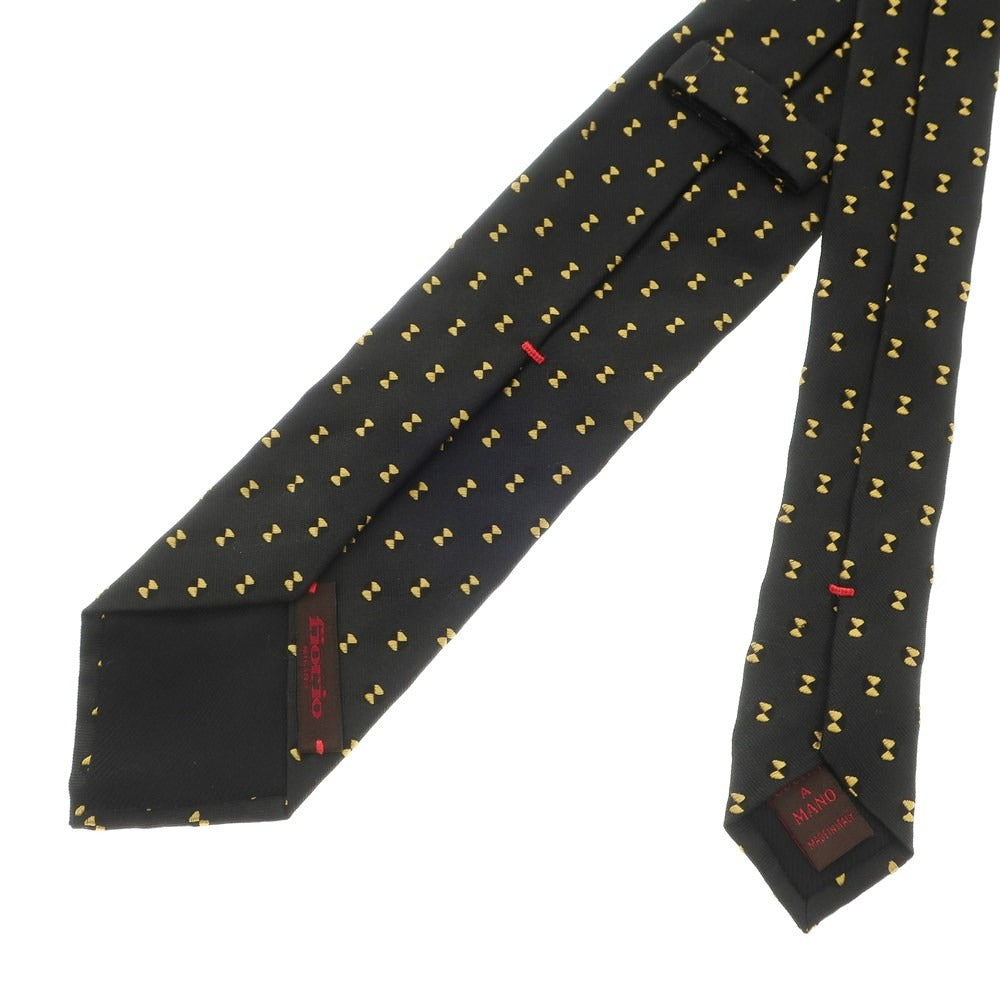 【中古】フィオリオ FIORIO シルク 小紋柄ネクタイ ブラックxイエロー【 状態ランクB 】【 メンズ 】 [CPD]