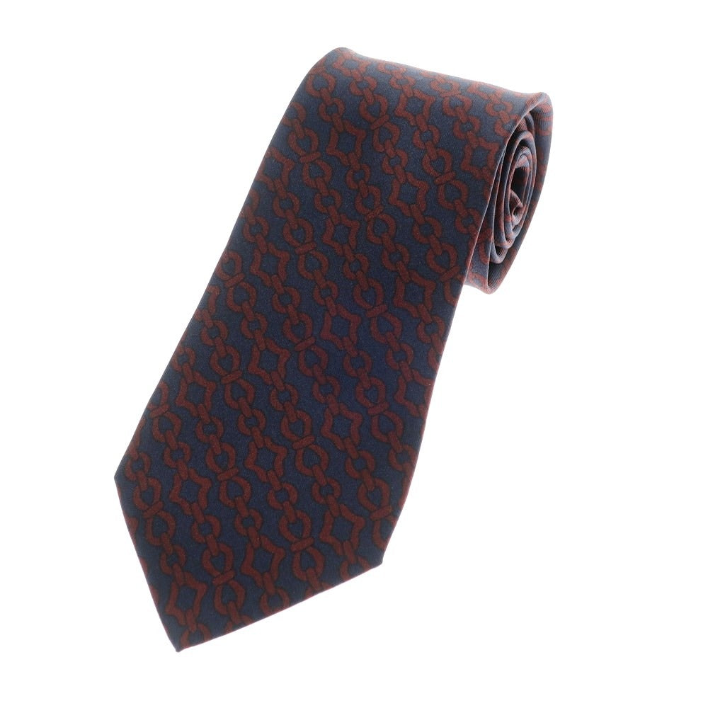 [Used] Blech 3-fold silk tie, navy x brown [NVY] [S/S/A/W] [Condition: B] [Men&