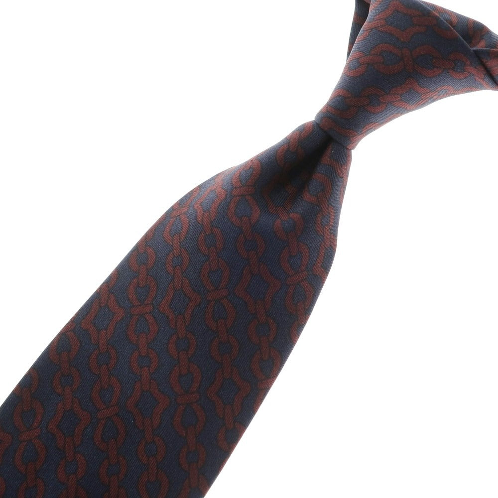 [Used] Blech 3-fold silk tie, navy x brown [NVY] [S/S/A/W] [Condition: B] [Men&