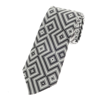 [Used] Seaward &amp;amp; Stearn 3-fold silk tie, black x white [BLK] [S/S/A/W] [Condition: B] [Men&