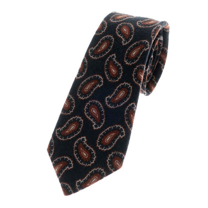 [Used] [Unused] Altea 3-fold wool paisley small pattern tie navy x brown [NVY] [A/W] [Condition rank S] [Men&