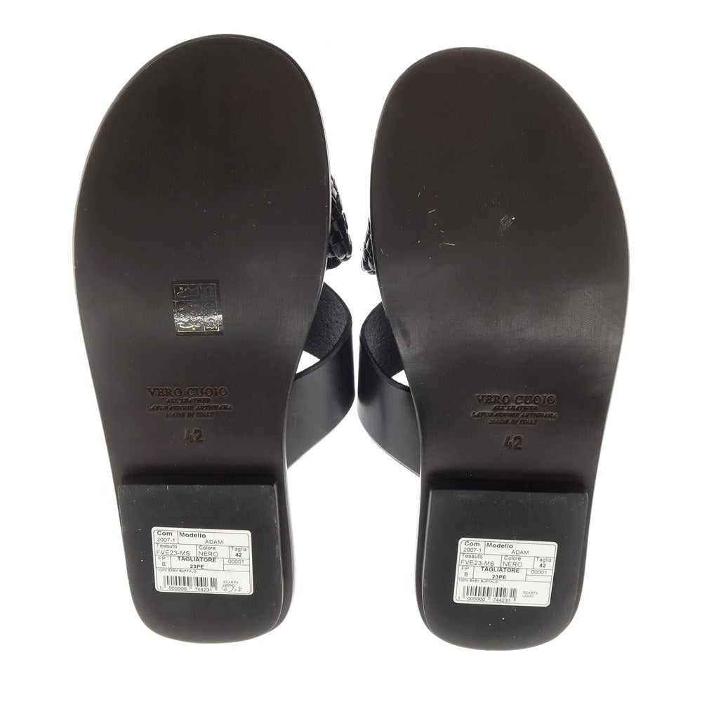 [New Outlet] Tagliatore TAGLIATORE Leather Cross Strap Sandals Black [42] [Condition Rank N-] [Men&