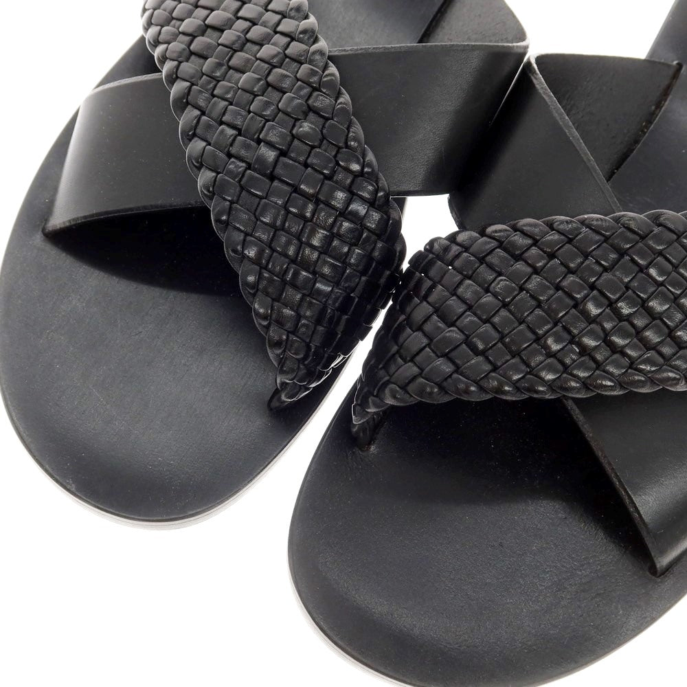 [New Outlet] Tagliatore TAGLIATORE Leather Cross Strap Sandals Black [42] [Condition Rank N-] [Men&