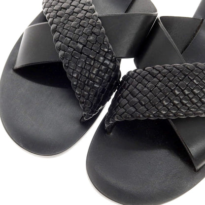 [New Outlet] Tagliatore TAGLIATORE Leather Cross Strap Sandals Black [42] [Condition Rank N-] [Men&