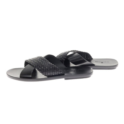 [New Outlet] Tagliatore TAGLIATORE Leather Cross Strap Sandals Black [42] [Condition Rank N-] [Men&