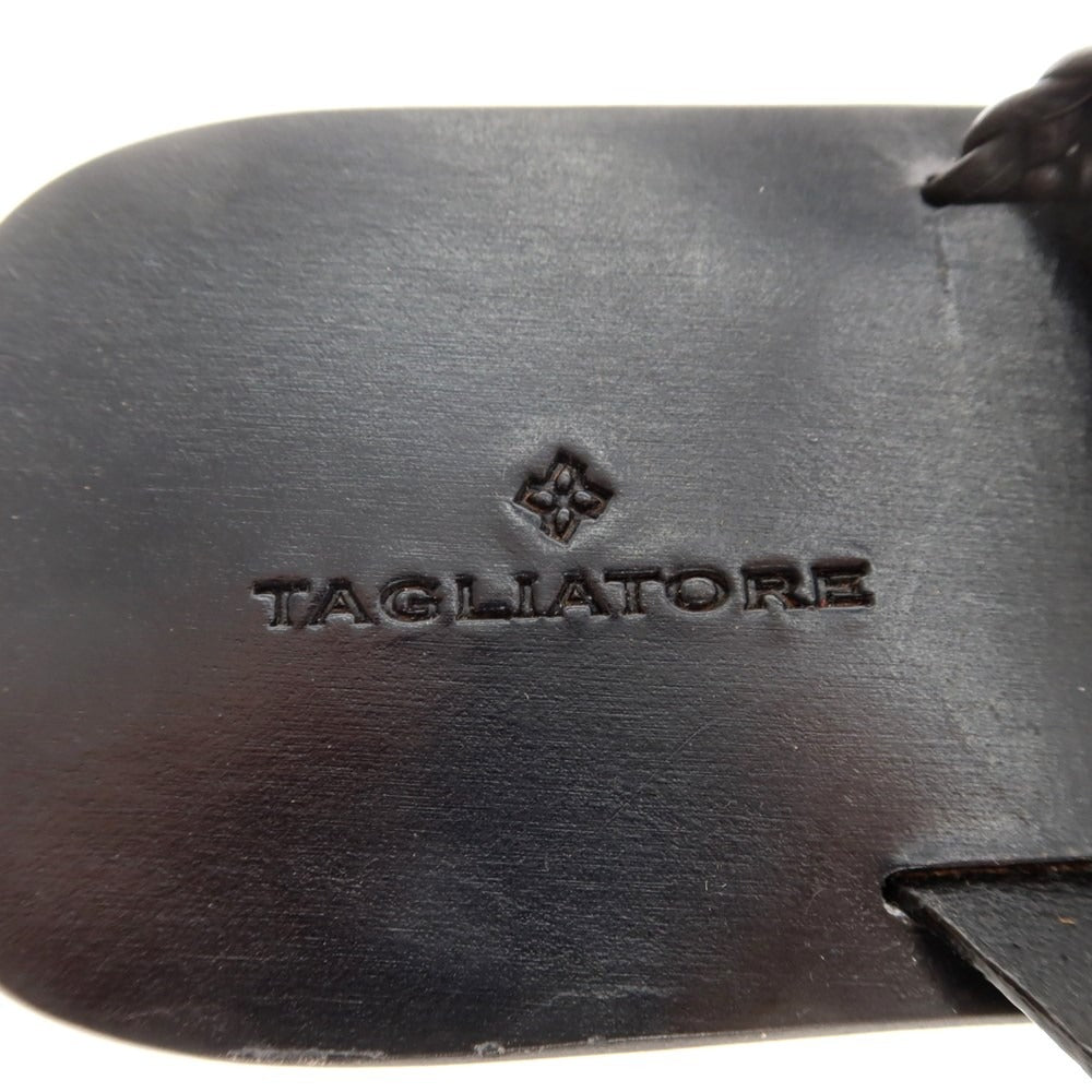 [New Outlet] Tagliatore TAGLIATORE Leather Cross Strap Sandals Black [42] [Condition Rank N-] [Men&